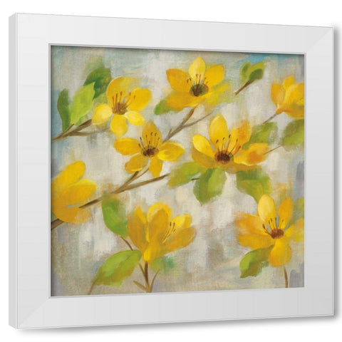 Golden Bloom II White Modern Wood Framed Art Print by Vassileva, Silvia