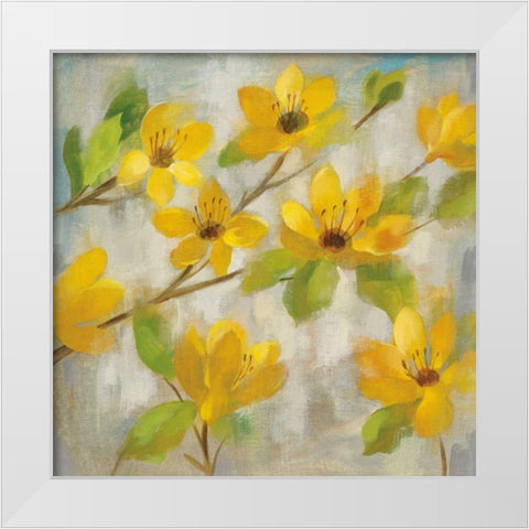 Golden Bloom II White Modern Wood Framed Art Print by Vassileva, Silvia