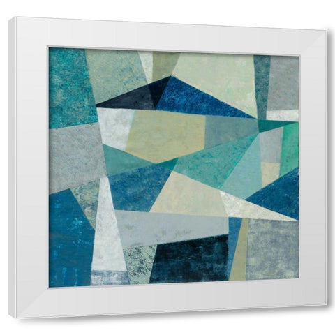 Indigo Geo Metric White Modern Wood Framed Art Print by Vassileva, Silvia