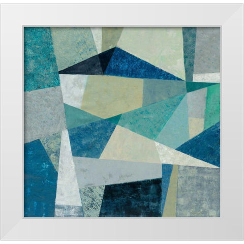 Indigo Geo Metric White Modern Wood Framed Art Print by Vassileva, Silvia