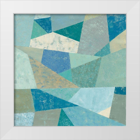 Teal Geo Metric White Modern Wood Framed Art Print by Vassileva, Silvia