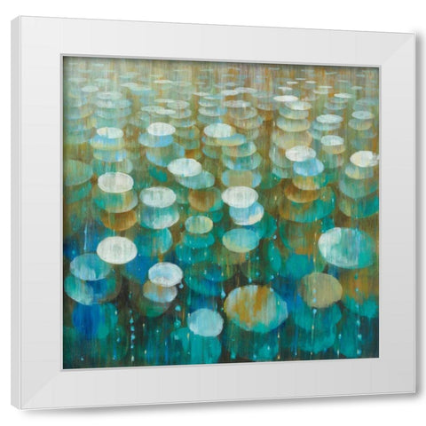 Rain Drops White Modern Wood Framed Art Print by Nai, Danhui