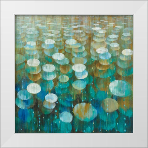 Rain Drops White Modern Wood Framed Art Print by Nai, Danhui