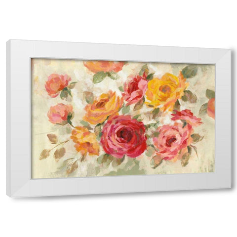 Brushy Roses White Modern Wood Framed Art Print by Vassileva, Silvia