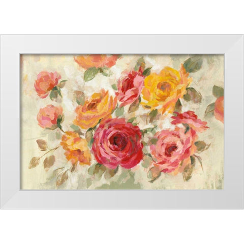 Brushy Roses White Modern Wood Framed Art Print by Vassileva, Silvia