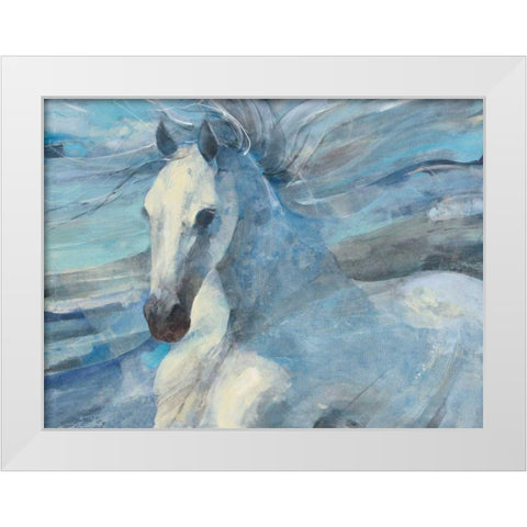 Poseidon Indigo White Modern Wood Framed Art Print by Hristova, Albena