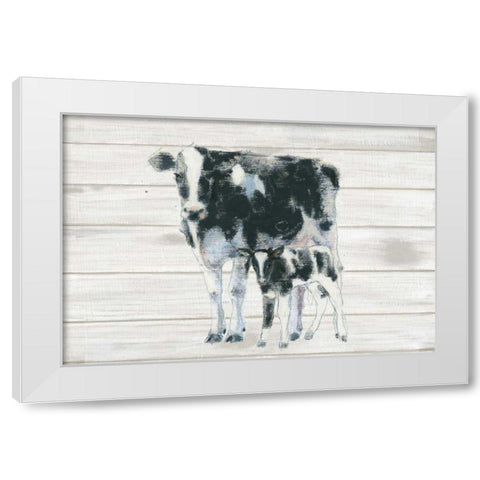 Cow and Calf on Wood White Modern Wood Framed Art Print by Adams, Emily