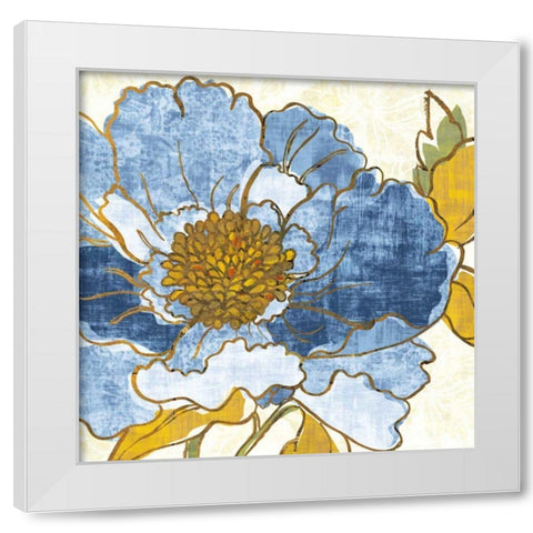 Camilles Peony I Indigo White Modern Wood Framed Art Print by Schlabach, Sue