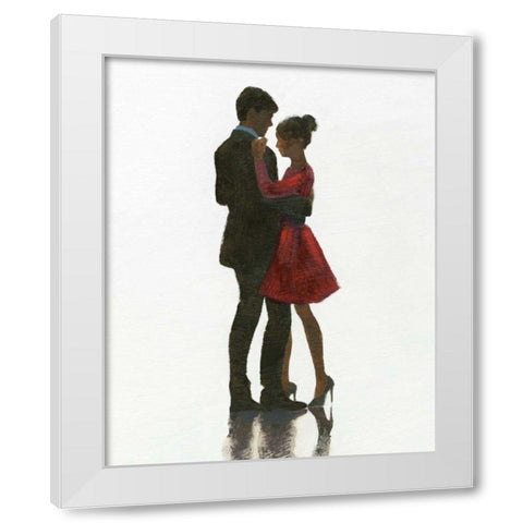 The Embrace II Red Dress White Modern Wood Framed Art Print by Fabiano, Marco