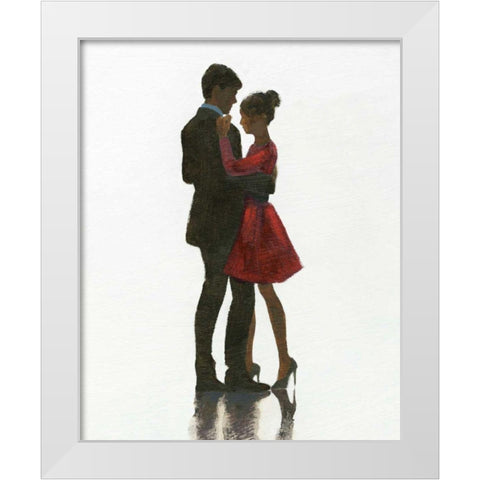 The Embrace II Red Dress White Modern Wood Framed Art Print by Fabiano, Marco