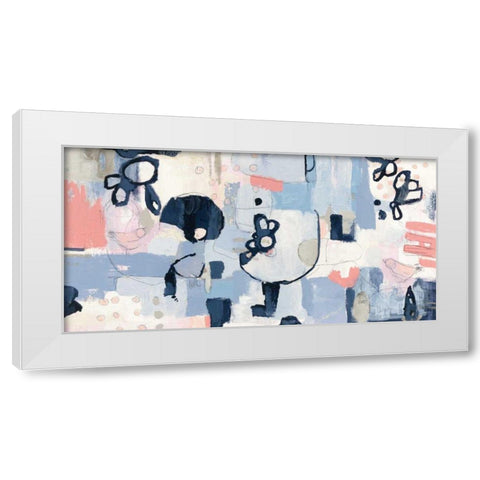 Take Flight Coral and Gray White Modern Wood Framed Art Print by Wild Apple Portfolio