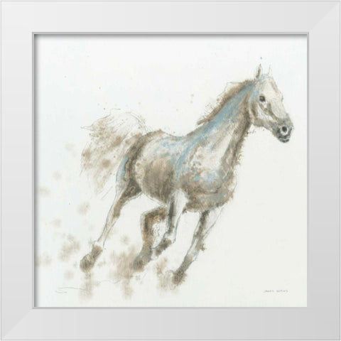 Stallion I White Modern Wood Framed Art Print by Wiens, James