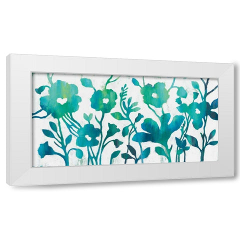 Teal Trio I on White White Modern Wood Framed Art Print by Vassileva, Silvia