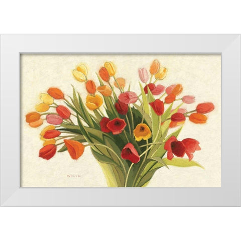 Spring Tulips White Modern Wood Framed Art Print by Novak, Shirley