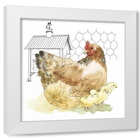 Fun at the Coop I White Modern Wood Framed Art Print by Grove, Beth