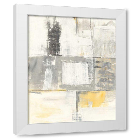Gray and Yellow Blocks II White White Modern Wood Framed Art Print by Schick, Mike
