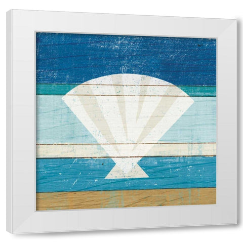 Beachscape Shell White Modern Wood Framed Art Print by Mullan, Michael