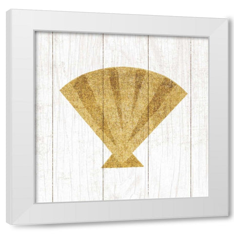 Beachscape Shell Gold Neutral White Modern Wood Framed Art Print by Mullan, Michael