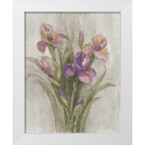 Purple Iris Garden on Grey White Modern Wood Framed Art Print by Hristova, Albena