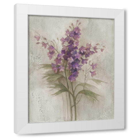 Purple Larkspur Garden on Grey White Modern Wood Framed Art Print by Hristova, Albena