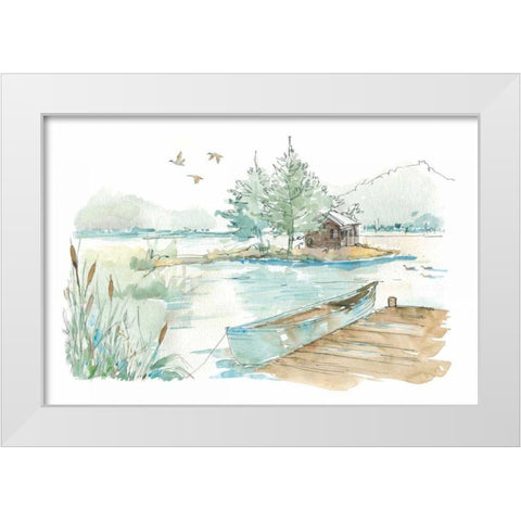Lakehouse II on White White Modern Wood Framed Art Print by Tavoletti, Anne