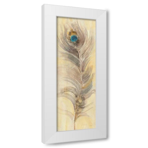 Blue Eyed Feathers II White Modern Wood Framed Art Print by Hristova, Albena