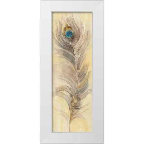 Blue Eyed Feathers II White Modern Wood Framed Art Print by Hristova, Albena
