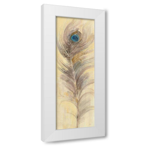 Blue Eyed Feathers III White Modern Wood Framed Art Print by Hristova, Albena