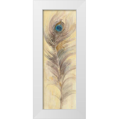 Blue Eyed Feathers III White Modern Wood Framed Art Print by Hristova, Albena