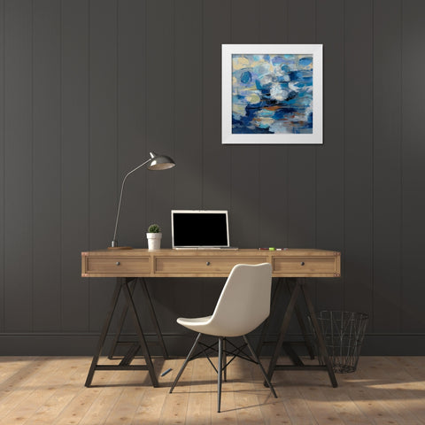 Ultramarine Waves I White Modern Wood Framed Art Print by Vassileva, Silvia