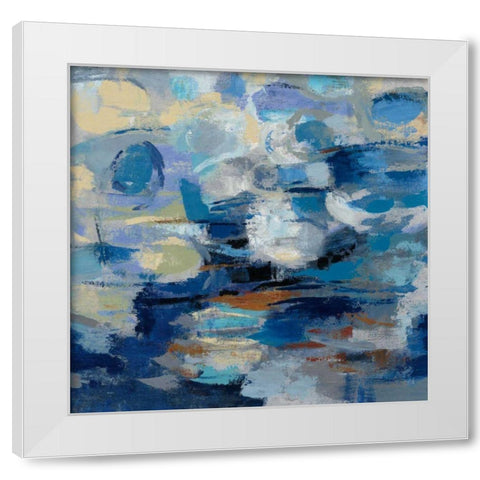 Ultramarine Waves I White Modern Wood Framed Art Print by Vassileva, Silvia