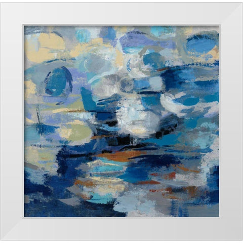 Ultramarine Waves I White Modern Wood Framed Art Print by Vassileva, Silvia