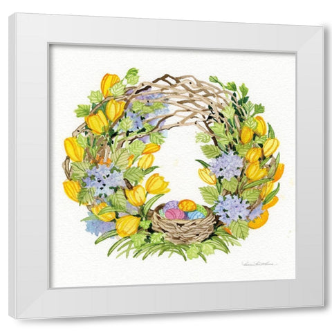 Spring Wreath II White Modern Wood Framed Art Print by McKenna, Kathleen Parr