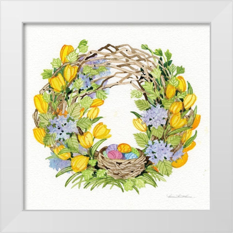 Spring Wreath II White Modern Wood Framed Art Print by McKenna, Kathleen Parr
