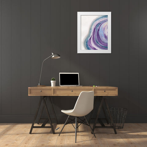Watercolor Geode I White Modern Wood Framed Art Print by Paschke, Chris