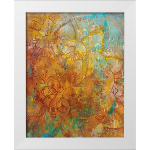 Bohemian Abstract Bright White Modern Wood Framed Art Print by Nai, Danhui