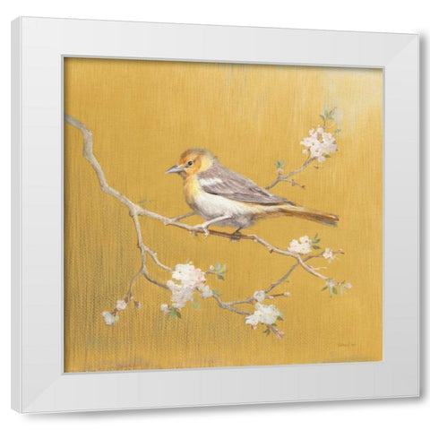 Northern Oriole on Gold White Modern Wood Framed Art Print by Nai, Danhui