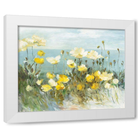 Field of Poppies Bright White Modern Wood Framed Art Print by Nai, Danhui