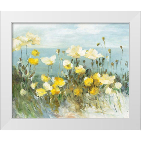 Field of Poppies Bright White Modern Wood Framed Art Print by Nai, Danhui