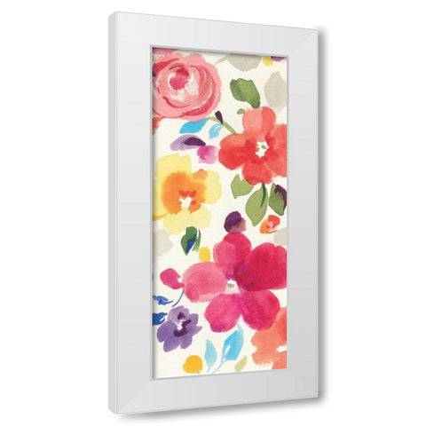 Popping Florals II White Modern Wood Framed Art Print by Nai, Danhui