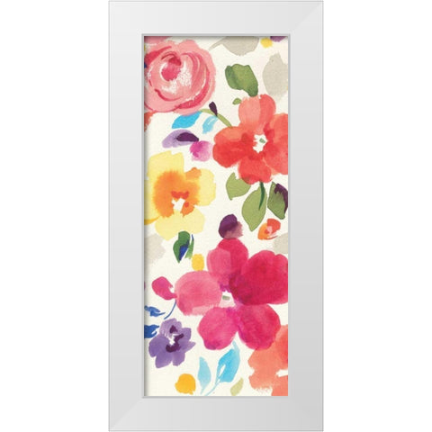 Popping Florals II White Modern Wood Framed Art Print by Nai, Danhui