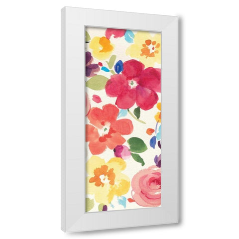 Popping Florals III White Modern Wood Framed Art Print by Nai, Danhui