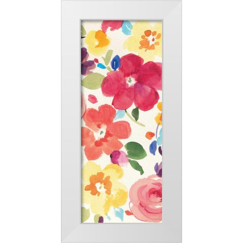 Popping Florals III White Modern Wood Framed Art Print by Nai, Danhui