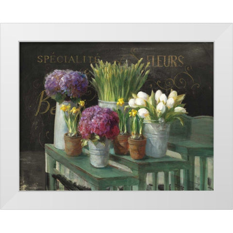 Les Fleurs Printemps on Black White Modern Wood Framed Art Print by Nai, Danhui