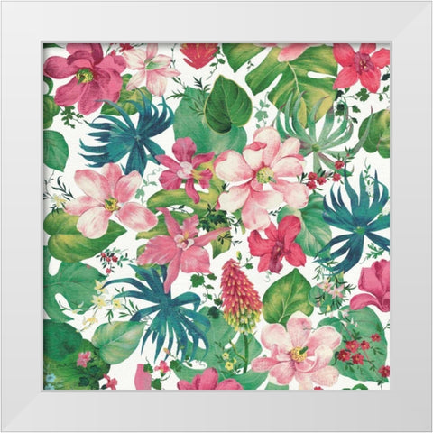 Tropical Dream Bright on White White Modern Wood Framed Art Print by Nai, Danhui