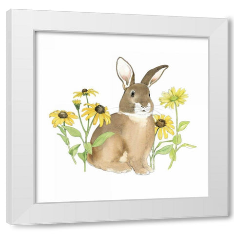 Wildflower Bunnies III Sq White Modern Wood Framed Art Print by Grove, Beth