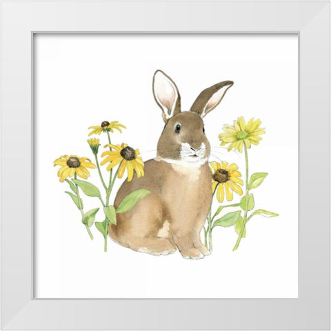 Wildflower Bunnies III Sq White Modern Wood Framed Art Print by Grove, Beth