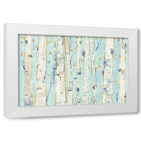 Far From Blue III Gold Leaves White Modern Wood Framed Art Print by Day, Kellie