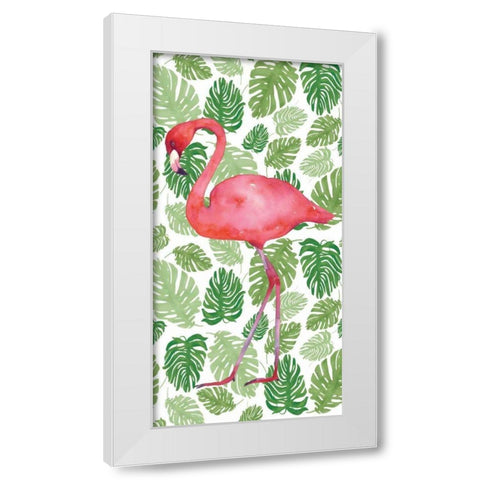 Tropical Flamingo II White Modern Wood Framed Art Print by Wild Apple Portfolio