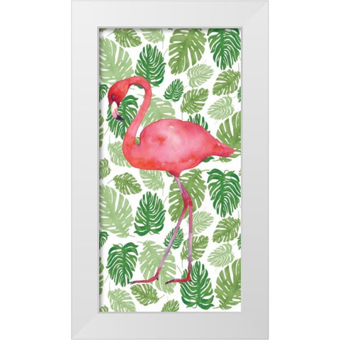 Tropical Flamingo II White Modern Wood Framed Art Print by Wild Apple Portfolio